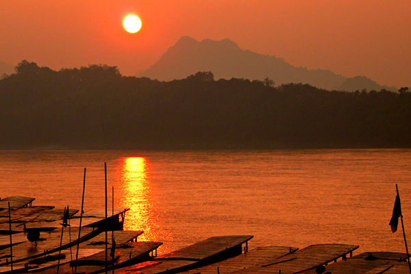 Mekong river sunset in Laos