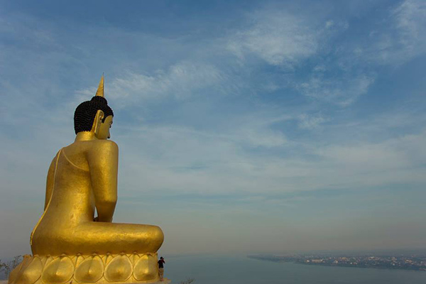 The biggest Buddha statue in Wat Phou Salao