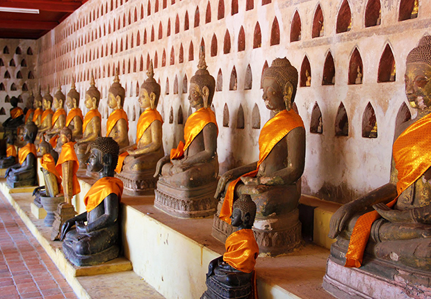 Buddha statues inside Wat Si Saket, Laos Tours