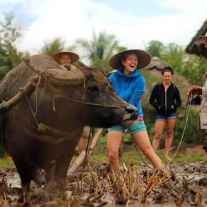 living land rice farm experience, Laos family vacations