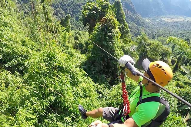 Zip lining Laos, Vang Vieng, Laos Adventure Trips