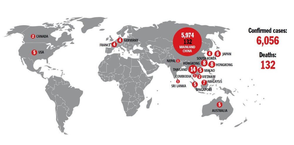 coronavirus map with zero case in Laos