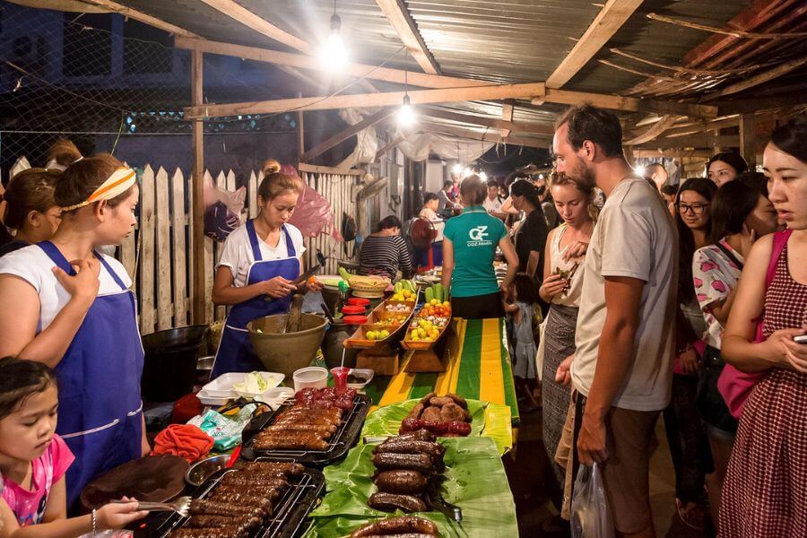 lao night market street food - Laos trip