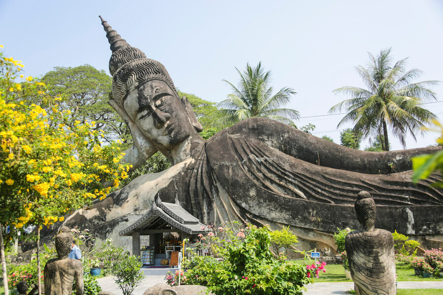 Reclining Buddha in Buddha Park Vientiane Laos