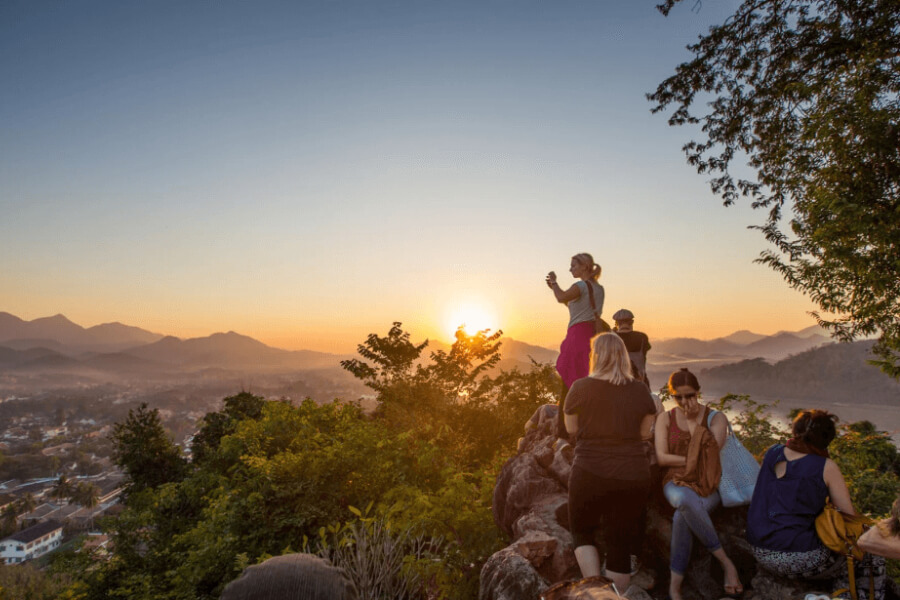 sunset senerity of mount phousi