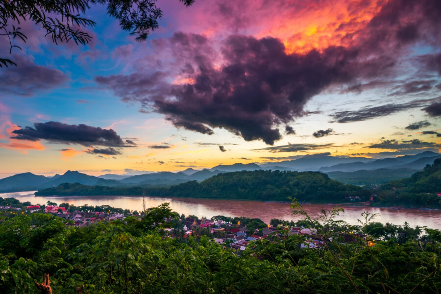 panorama of colors in mount phousi