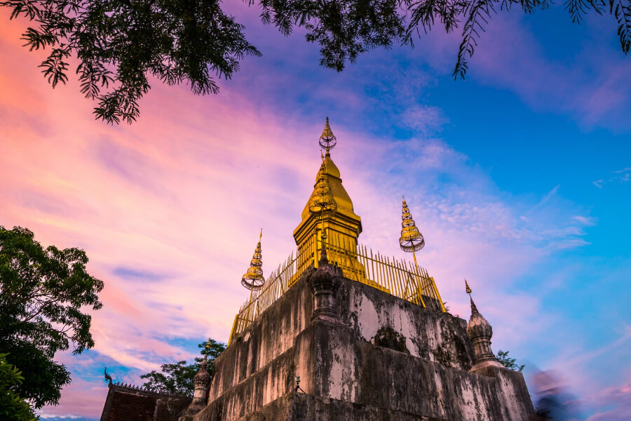 Wat Xieng Thong on top of Phousi mount